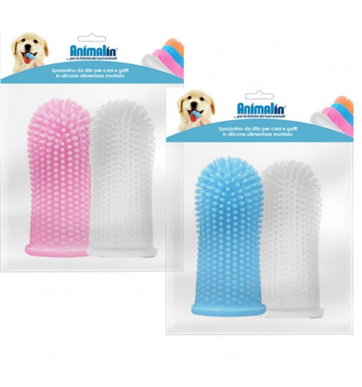 Spazzolino dito in silicone per cani 2 pz Also