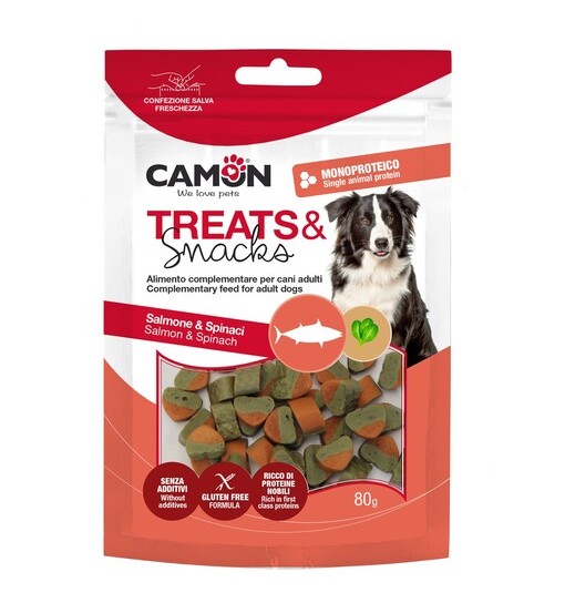Cuoricini Snack al salmone Spinaci 80 gr camon gluten free