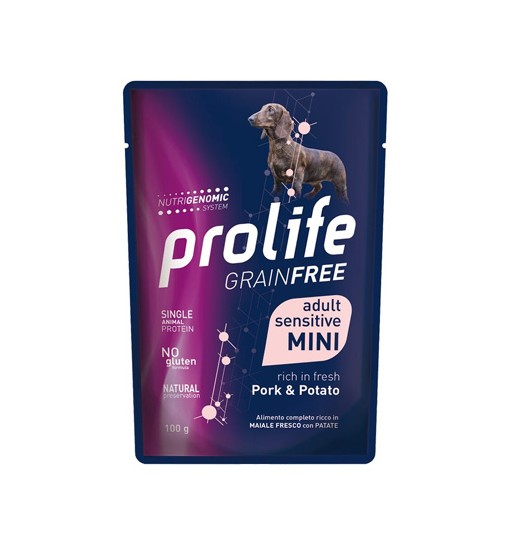 Prolife Puppy Sensitive grain free maiale e patate bustine 100 gr