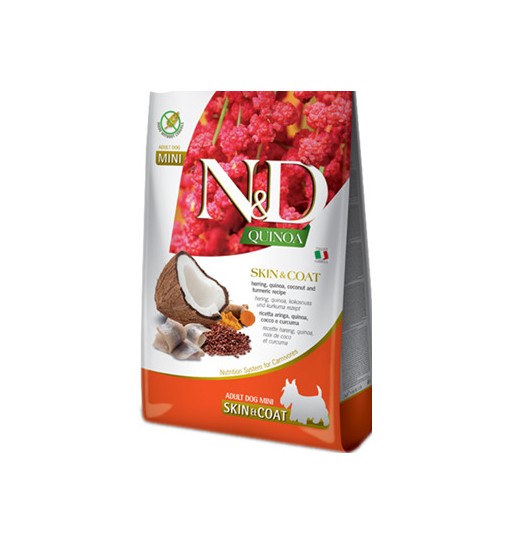 N&D Skin & Coat adult mini aringa quinoa cocco e curcuma 2,5 kg