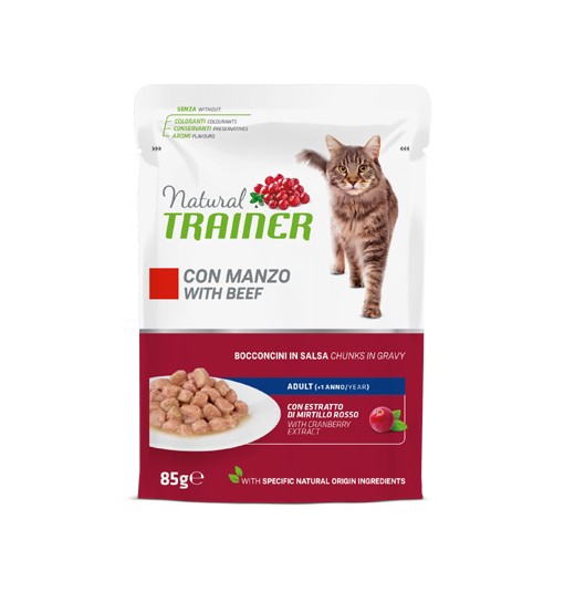 Umido per gatti Natural trainer Bocconcini in salsa manzo 85 gr