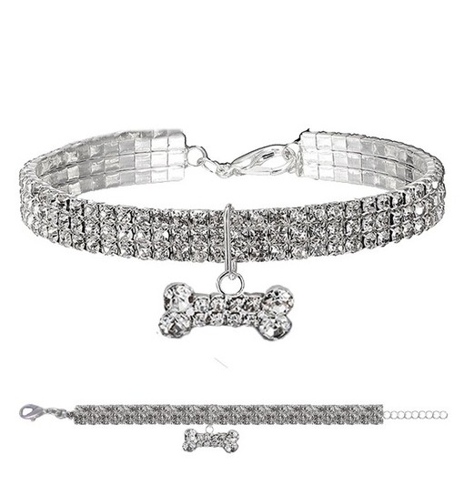 Collare Gioiello strass osso Argento Mis S cm 20/25