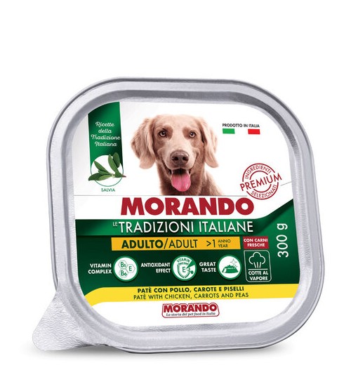 Morando Patè con pollo carote e piselli le tradizione italiane cane 300 gr