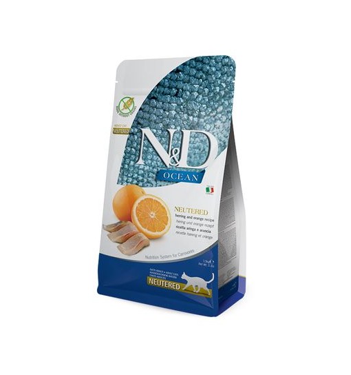 N&D ocean adulto neutered con aringa e arancia per gatti sterilizzati 1,5 Kg