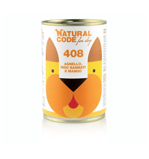 Scatolette per cani Agnello riso basmati e mango 400 gr Natural Code