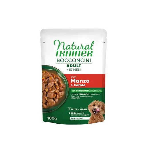Natural Trainer Cane Bocconcini con Manzo e carote 100 gr