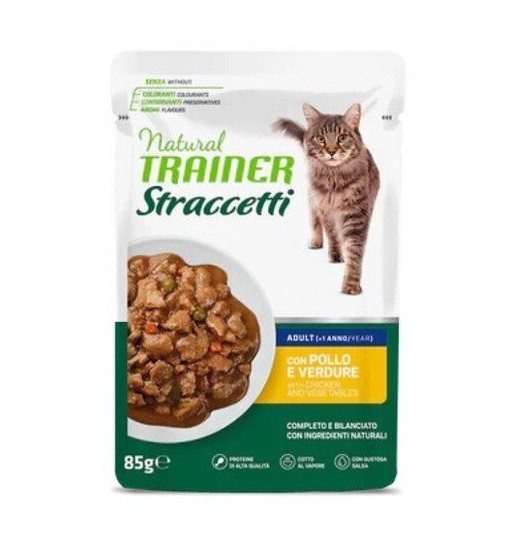 Natural trainer gatto Adult straccetti pollo e verdure 85 gr