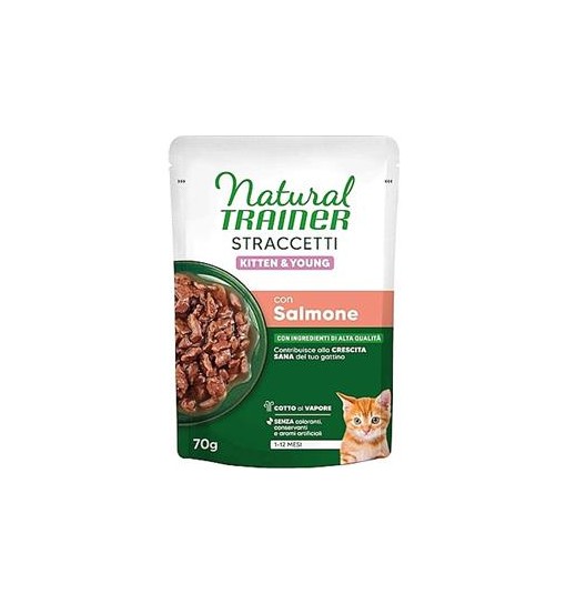 Natural trainer gatto straccetti salmone 70gr kitten&young