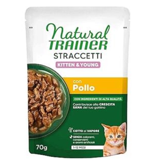 Natural trainer straccetti gatto pollo kitten&young 70gr
