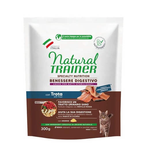 Natural trainer gatto sensitive trota 300gr adult