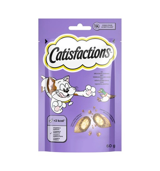 Catisfactions snack anatra 60gr per gatto in bustina