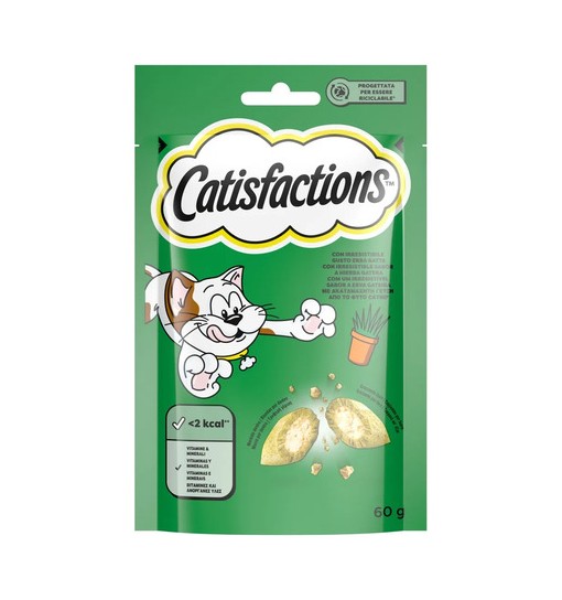 Catisfactions snack erba gatta 60gr per gatto in bustina