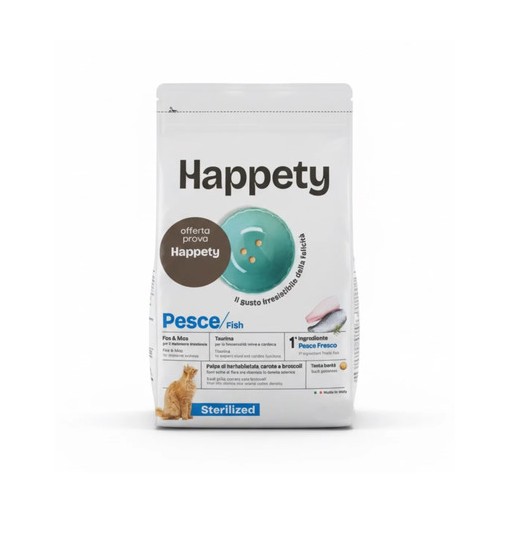 Happety cat sterilizzato pesce 1,5kg