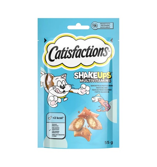 Catisfactions snack shakeups frutti di mare 55gr per gatto in bustina