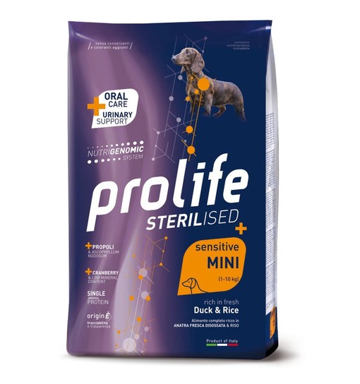 Prolife Sterilized sensitive Anatra e riso mini 2 kg
