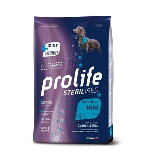 Prolife Sterilized sensitive mini Merluzzo e riso 600g