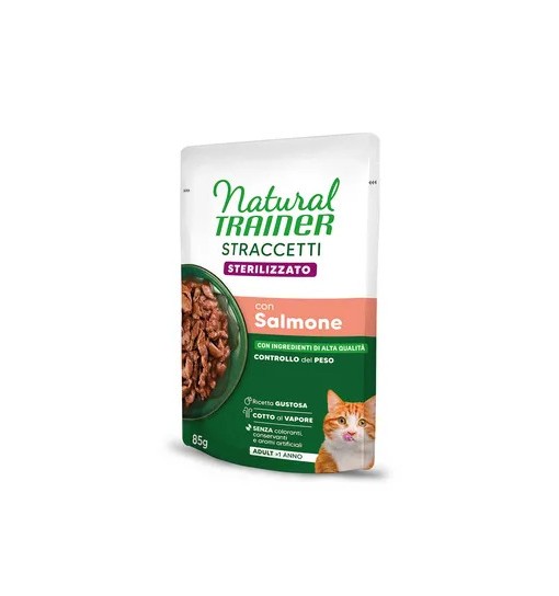 Natural trainer gatto Adult straccetti salmone sterilizzato 85 gr