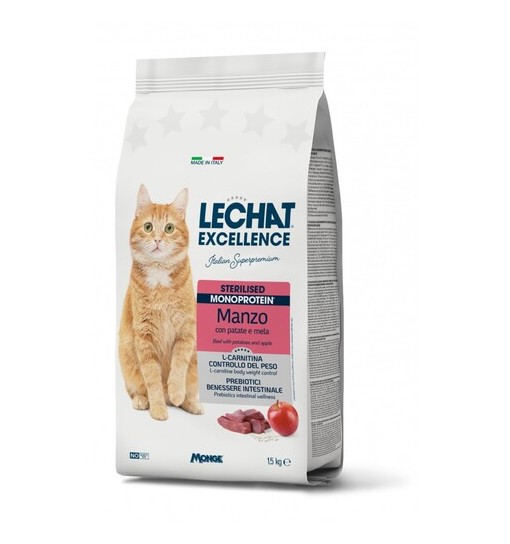 Lechat Excellence sterilizzato Monoproteico con manzo patate e mela 1,5 Kg