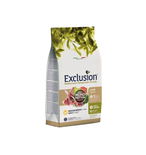 Exclusion monoproteico agnello medium 12 kg mediterraneo
