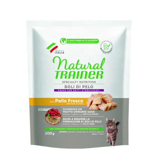 Natural Trainer gatto al Pollo Boli di Pelo anche per gatti sterilizzati 300 gr
