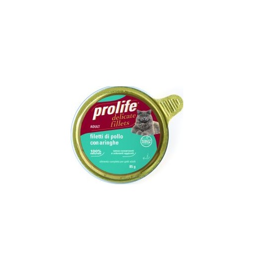 Filetti di pollo con aringhe Prolife gatto adult vaschetta da 85gr