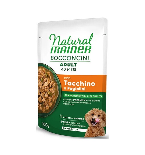 Natural Trainer Cane Bocconcini con Tacchino e Fagiolini 100 gr