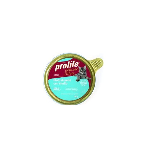 Filetti di pollo con vitello Prolife gatto Kitten vaschetta da 85gr