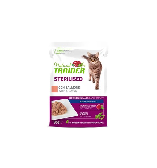 BUSTINA NATURAL TRAINER GATTO STERILIZED CON SALMONE 85gr