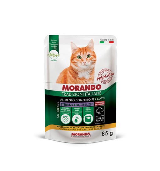 Morando Tradizioni Italiane sterilizzato gatto Bocconcini Tacchino e Carote 85gr