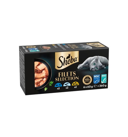 Sheba Filets Selection 6x60gr pesce bianco, salmone e tonno