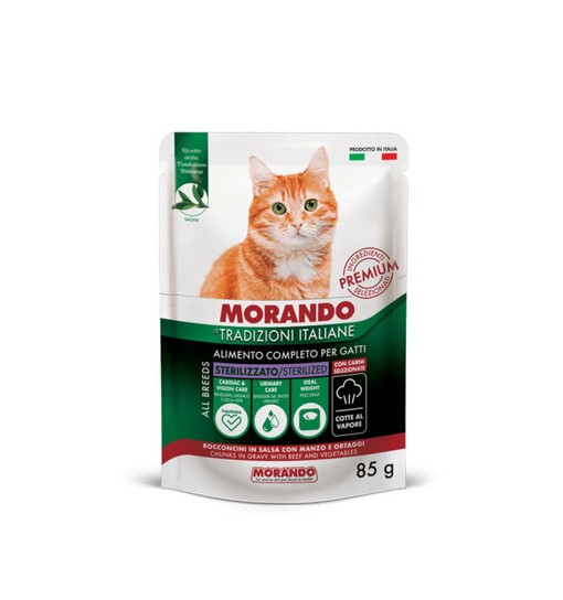Morando Tradizioni Italiane sterilizzato gatto Bocconcini Manzo e Ortaggi 85gr