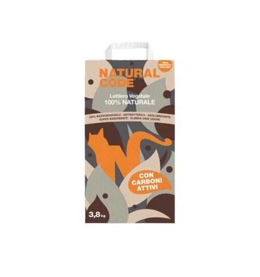 Natural Code Lettiera Vegetale Agglomerante Carboni Attivi 3,8 kg