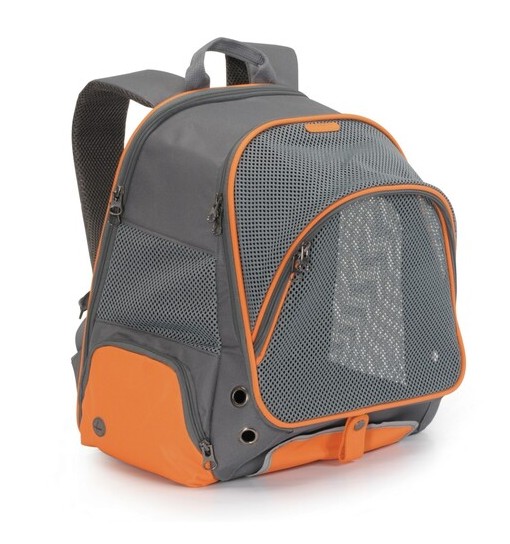 Zainetto Trasportino bicolore grigio e arancione morbido per piccoli animali CA664 Camon
