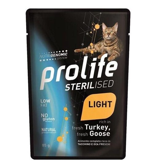 Prolife Bustine gatto sterilizzato grain free sensitive Tacchino e oca 85gr