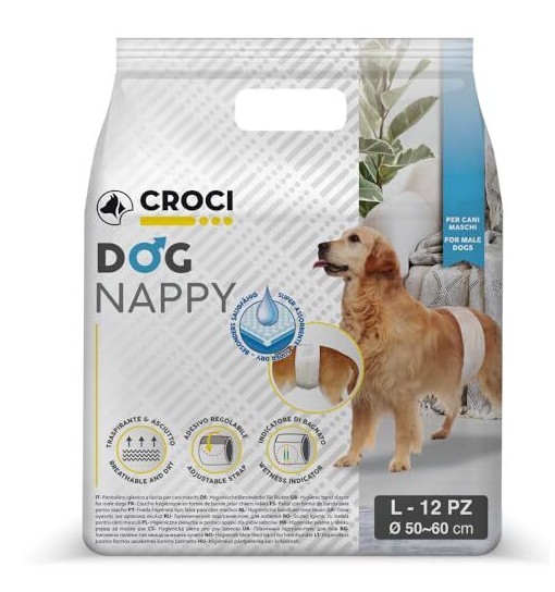 Croci Pannolini Fascia cani maschi L 50-60cm 12 pezzi