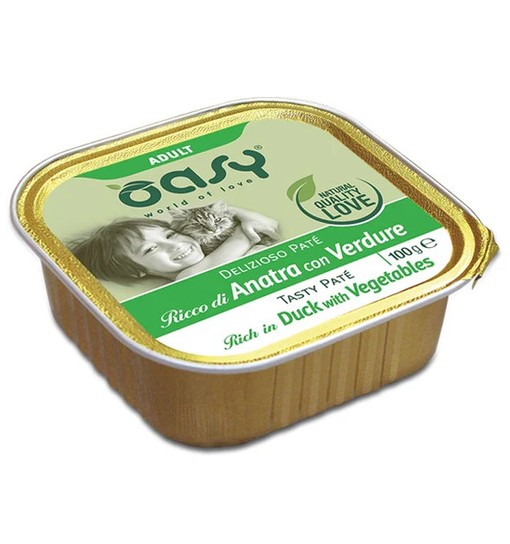 Oasy Wet Cat Delizioso Patè - adult anatra con Verdure vaschetta 100 gr