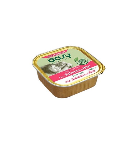 Oasy Wet Cat Delizioso Patè - adult sterilizzato salmone e riso vaschetta 100 gr