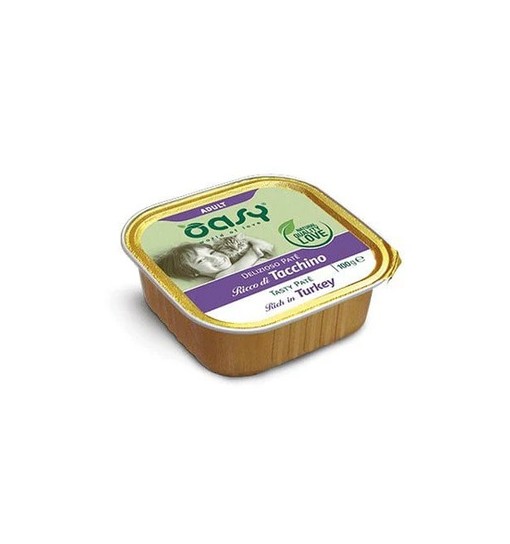 Oasy Wet Cat Delizioso Patè - adult Tacchino vaschetta 100 gr