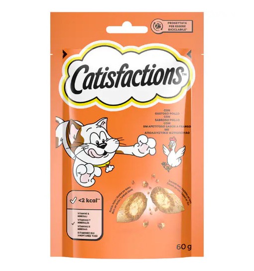 Catisfactions snack shakeups pollo 60gr per gatto in bustina
