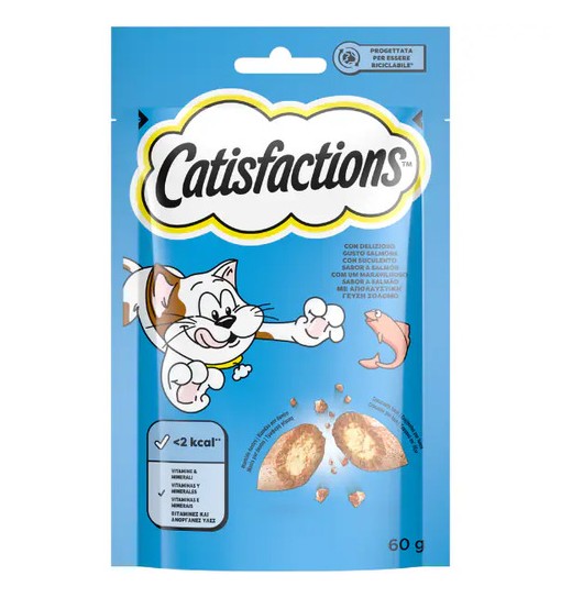 Catisfactions snack shakeups salmone 60gr per gatto in bustina