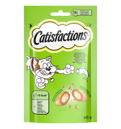 Catisfactions snack shakeups tonno 60gr per gatto in bustina
