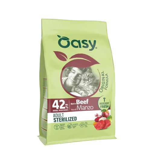 Oasy Dry Cat Original - Adult Sterilizzato Manzo 1,5 kg