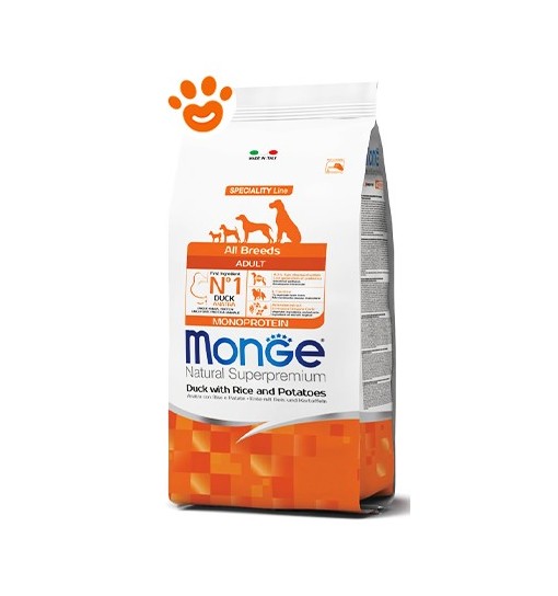 Monge puppy e junior all breed anatra, riso e patate 12kg