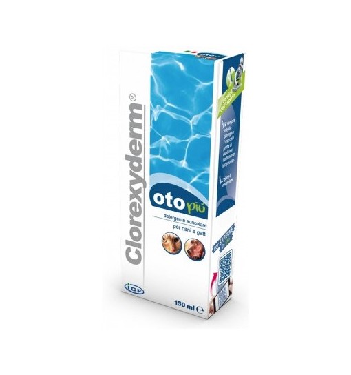 Icf clorexyderm oto più 150 ml è un detergente auricolare per cani e gatti.
