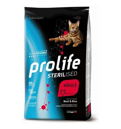 Prolife gatto sterilizzato sensitive Manzo e riso 7 kg