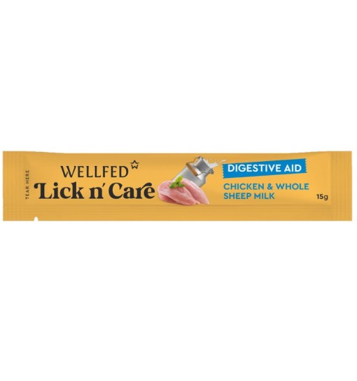 Wellfed Lick n'Care Digestive Aid, Pollo e Latte di pecora