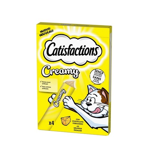 Catisfactions creamy snack formaggio 4x 10 gr per gatto in bustina