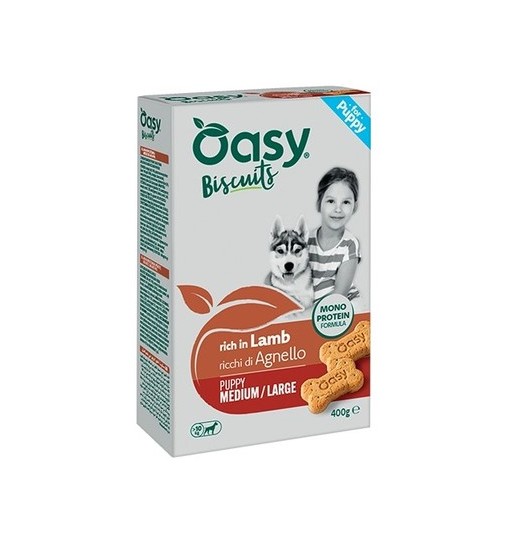 Oasy Biscotti Monoproteici Puppy Medium/Large Agnello 400gr