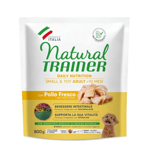 Natural Trainer con pollo fresco e riso Small e toy adult 800 gr