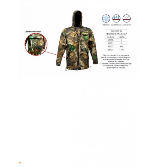 Giacca da caccia in Neoprene impermeabile mimetica taglia L
